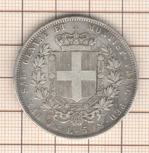Königreich Sardinien 5 Lire 1850 Genova Victor Emmanuel II