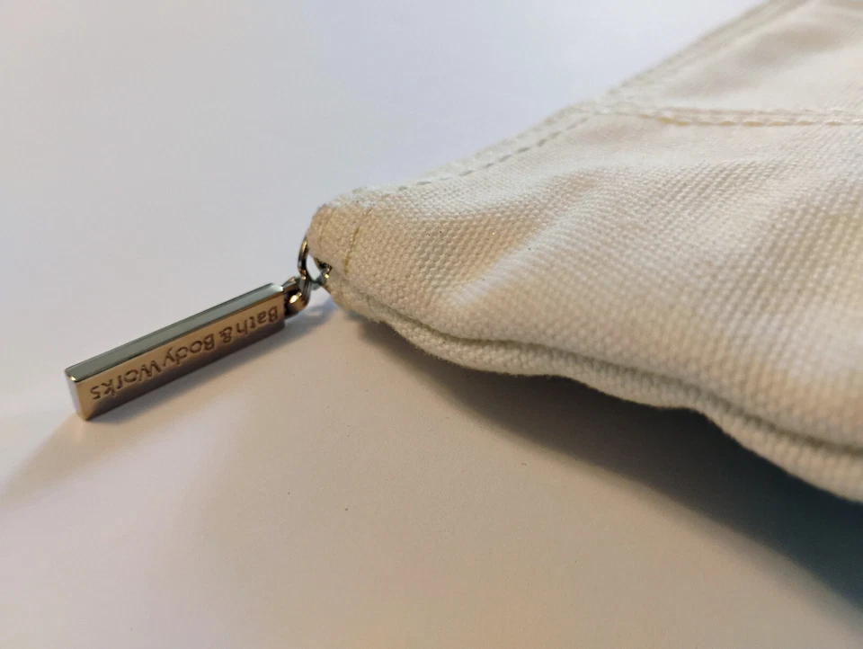 Bath And Body Works Canvas Makeup Bag Blue And Silver Striped Colorful Pre-own - Image 3 of 4