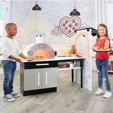 Little Tikes Real Wood Pizza Restaurant Wooden Play Kitchen Cook Serve NEW