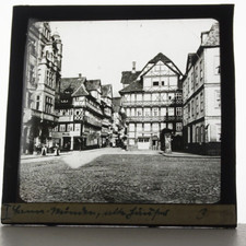 Hann Münden Market Square Photo Plate Circa 1920-1930 Glass Positive Glass Slide 8.5cm