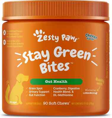 Zesty Paws Stay Green Bites for Dogs - Grass Burn Soft Chews for Lawn Spots