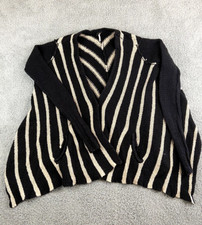 Free People Cardigan Sweater S XS Lagenlook Chunky Knit Beige Black BOHO Pockets
