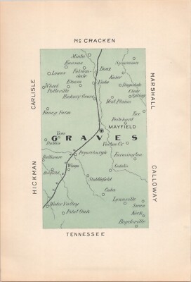 GRAVES County KENTUCKY Antique Map 1893 .