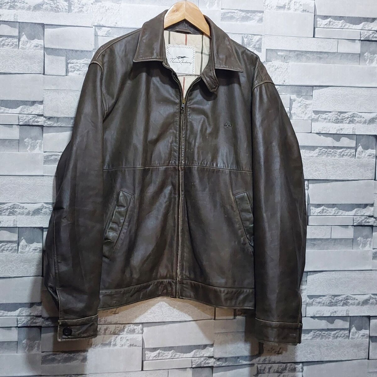 Rare Vintage Thomas Burberry brown leather jacket size XL | eBay Rare Vintage Thomas Burberry brown leather jacket size XL | eBay