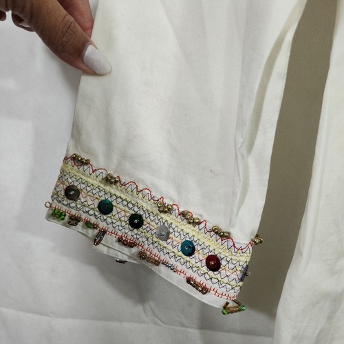 Unlisted by Kenneth Cole Beaded Shirt Blouse Women Size L White Long Sleeve - Picture 9 of 11