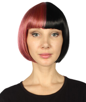 Adult Women Two Tone Bob Wig | Rainbow and Black Cosplay HW-3281A