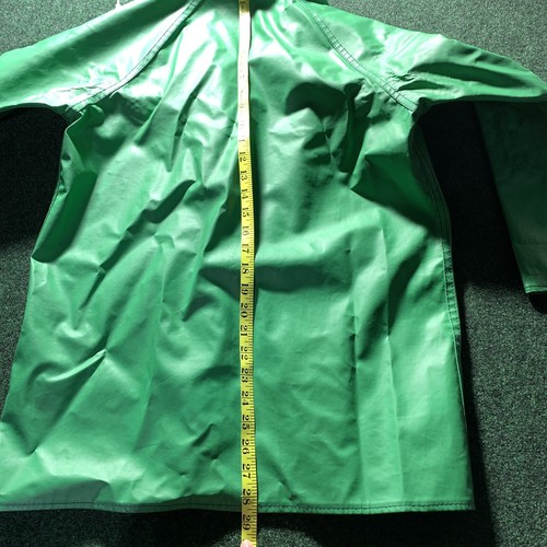 Rain Coat Women's Size MED Green Canvas Blue Whale Snap Vintage 80s READ - Picture 7 of 11