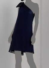 Lauren Ralph Lauren Women's Blue One-Shoulder Satin-Trim Dress Size 18