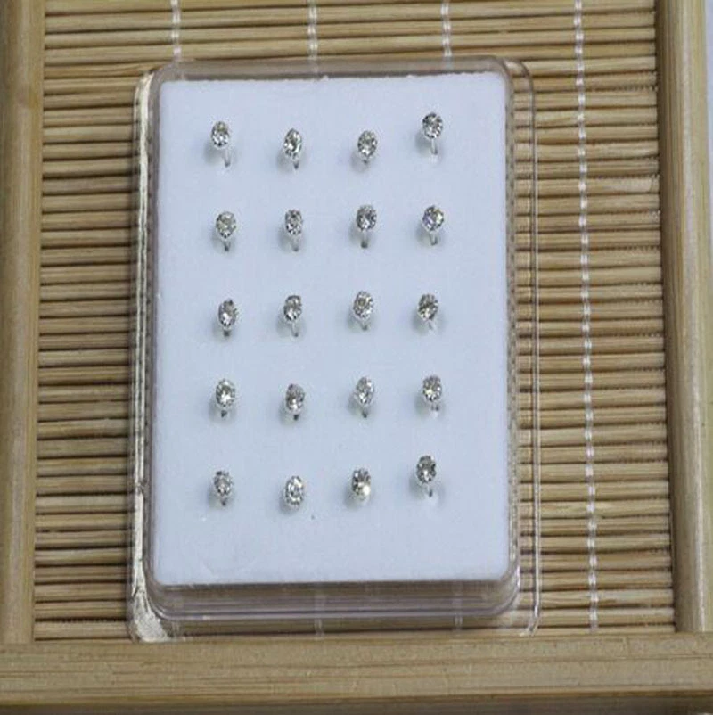 20 PIEZAS Plata Sólida Cristal Blanco 3MM Garra Barra Recta Barra Nariz Perno Al Por Mayor Foto 2 de 3