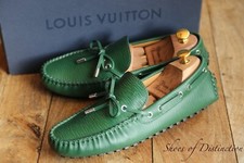 Louis Vuitton Green Ripple Leather Driving Shoes Loafers Mens UK 8 US 9