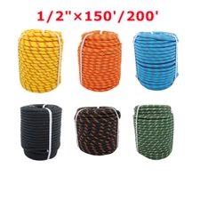 1/2"×150'/200' 48 Strands Polyester Braided Arborist Rope Rigging Rope Bull Rope