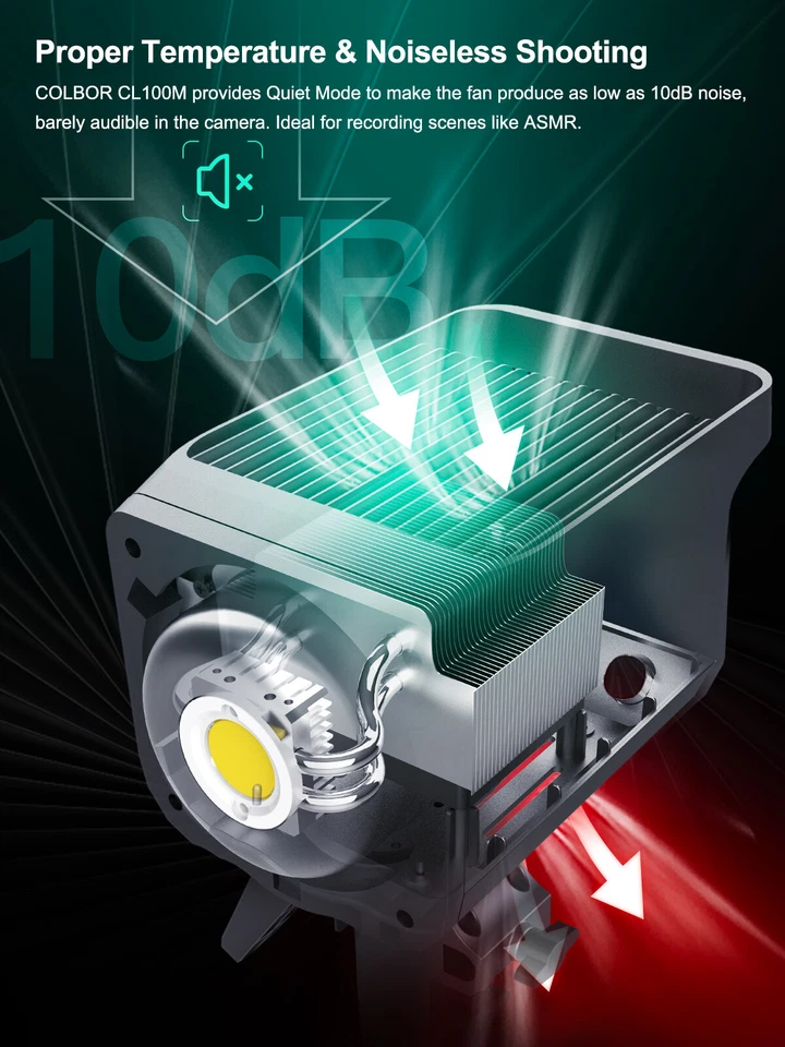 Luz de video LED continua Colbor CL100M 100W 5600K CRI 97 para estudio de video Foto 2 de 4