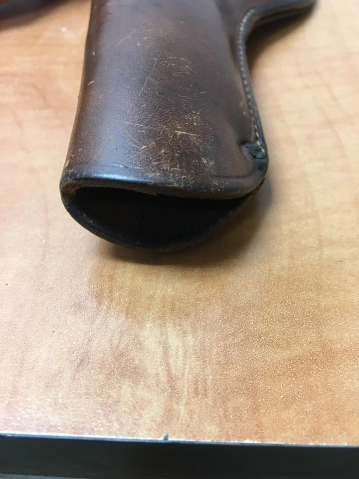 Revólver vintage marca pelirroja funda de cuero marrón 205 DB 5 mano derecha 5" Foto 4 de 4