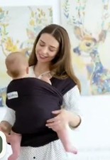 Acrabros Black Baby Wrap Carrier, Hands Free Baby Carrier Sling,Lightweight.