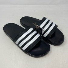 adidas Adilette Comfort Slides Black/White Men  s 9 Women  s 10 - Core Black