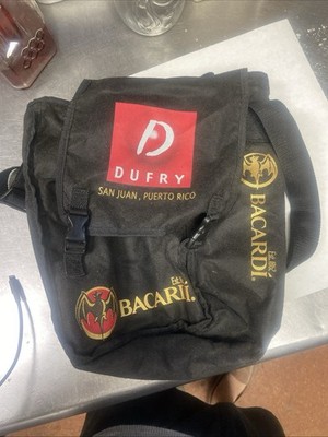 Dufry Bacardi Black Messenger Bag Tote Wine Liquor Bottle Carrier