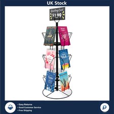 Rotating Metal Greeting Card Display Stand Rack 12 Pockets Black