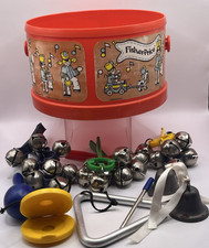Lot of 13 Kids Musical Handheld Instruments inside '79 Fisher Price Drum/no lid