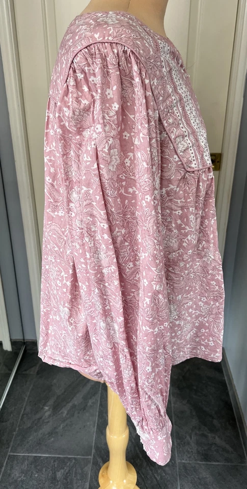 Top Popover Floral C&C California Para Mujer Talla XL Pradera Granja Campesino Boho Foto 3 de 4