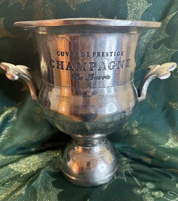 French Cuvée De Prestige Du Louvis Champagne Pedestal Ice Bucket Trophy Handles