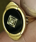 14K YELLOW GOLD NATURAL DIAMOND, BLACK ONYX RING, SIZE 6, 3.71 GRAMS (1900'S) — photo 2