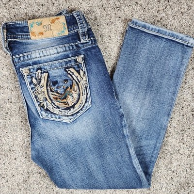 Miss Me Crop Jeans Womens 25 Horseshoe Mountain Embroidery Excellent
