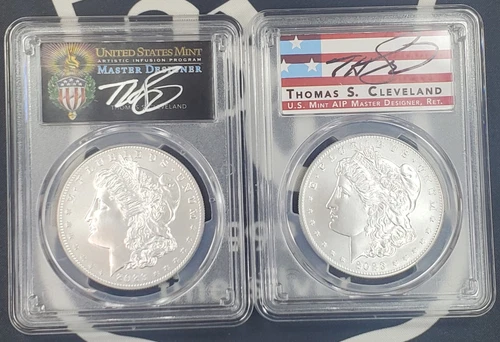 2x 2023-P Morgan Silver Dollars - .859 oz .999 Fine Silver Each-PCGS Graded MS70