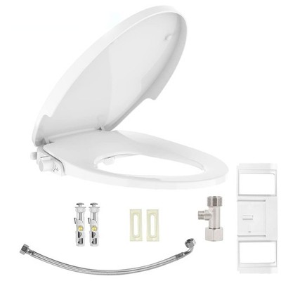 Round Bidet Toilet Seat, Self-Cleaning Dual Nozzles for Frontal & Rear
