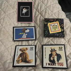 USPS 5 Vintage Collectible  Stamp  Magnets