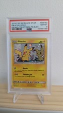 PSA 8 *Galaxy Swirl* Pokemon S&M Pikachu Holo Promo team up single pack SM162