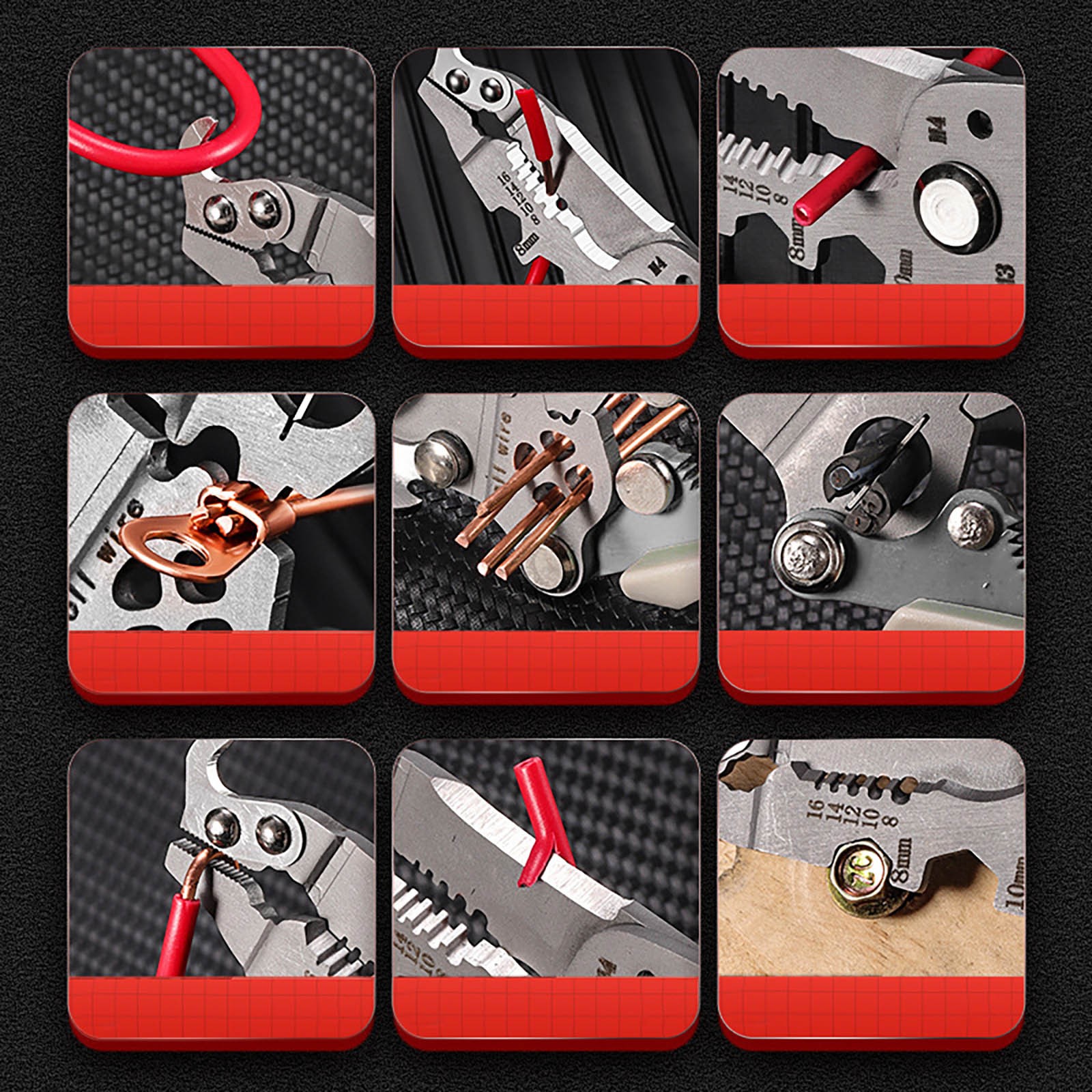 18 in 1 Foldable Crimper Cable Cutter Pliers Wire Stripper Multifunctional Tool