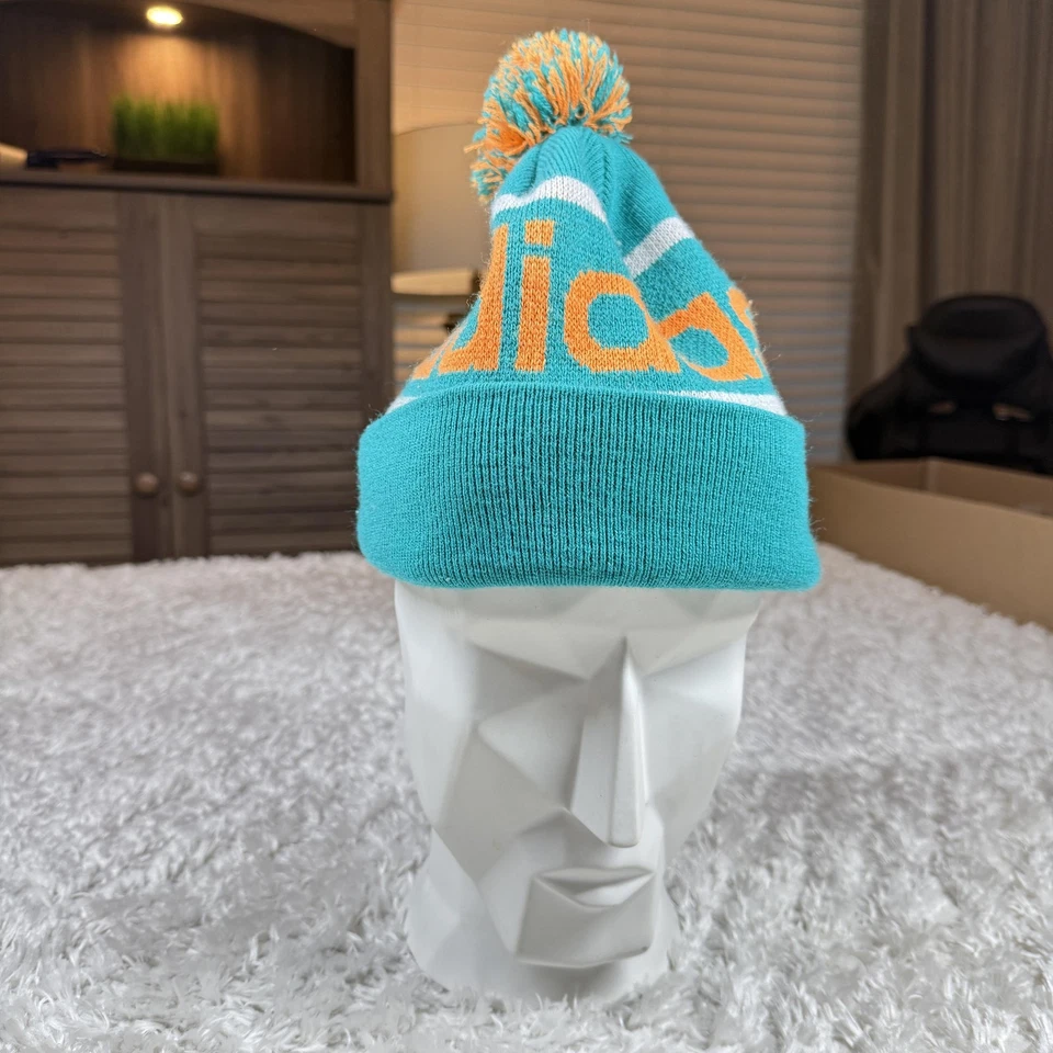 Adidas Originales Sombrero Gorro Pom Esquí Verde Azulado Naranja Tejido Trifolio Invierno Aire Libre Foto 4 de 4