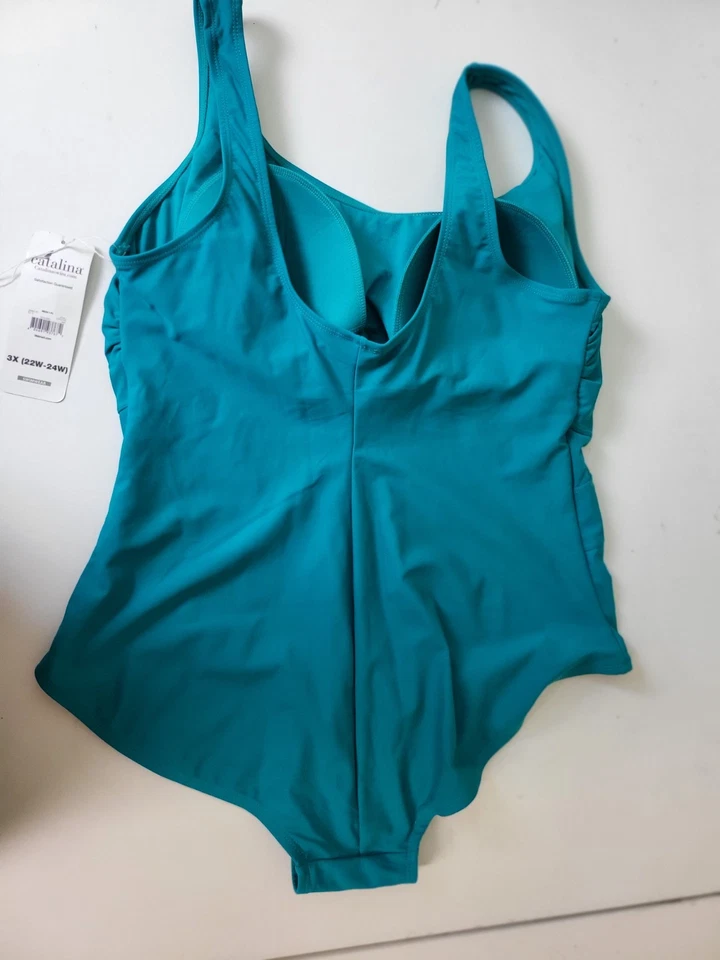 Traje de baño 1 pieza talla 3X azul verdoso tazas moldeadas Catalina Foto 3 de 4