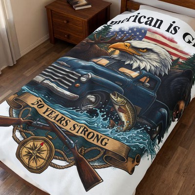 American Is Great Eagle Moose Bear Truck Blanket Patriotic Wildlife Gift
