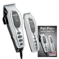 Wahl Pet Pro Dog Grooming Kit Chrome Clipper & Detail Trimmer Quiet Power Drive