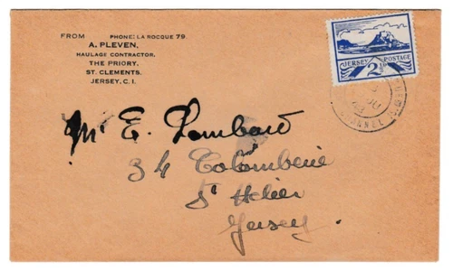NS32 1943 GERMAN OCCUPATION OF JERSEY FIRST DAY OF ISSUE COVER 2 1/2d BLUE VIEW