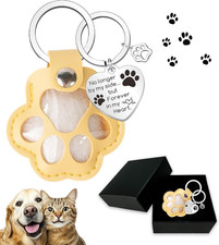 2Pcs Pet Hair Storage Keychain, Pet Paw Shaped Leather Keychain, Pet Memorial Gi