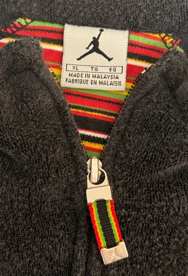 Vintage 2000s Air Jordan Track Jacket Mens XL Rasta Terry Cloth Gray Y2K - Image 3 of 4