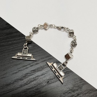 Chrome Hearts Style Apple Watch Bracelet Y2K Silver Cross Strap