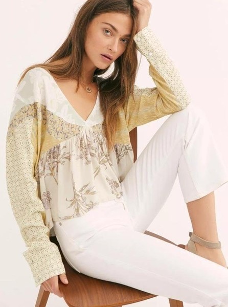 Women Free People Shirt Mustard 34 / XS / 42