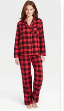 NWT Wondershop Womens Holiday Buffalo Check Plaid Flannel Pajama Set Size Medium