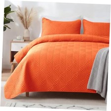 Extra Soft Full Queen Quilt Bedding Set, Queen 96"x90" Burnt Orange