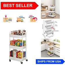 3-Tier Rolling Utility Cart - Elegant White Storage Organizer with Swivel Wheels