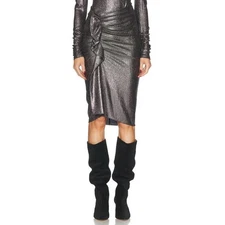 Isabel Marant Dolene Draped Skirt in Metallic Black FR 38 US 6