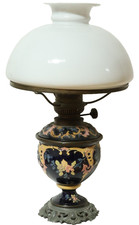Old Majolica Oil Lamp Table Lamp Jugendstil