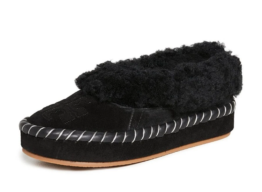 Zapatillas Tory Burch para mujer talla 10 de piel de oveja natural perfectas de gamuza negra sin cordones Foto 4 de 4