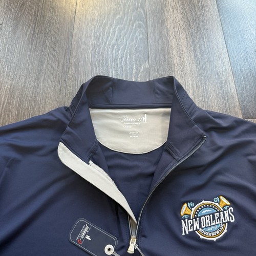 Johnnie O Men's Large Quarter Zip NFL Super Bowl New Orleans Blue NEW With Tags - Picture 6 of 16