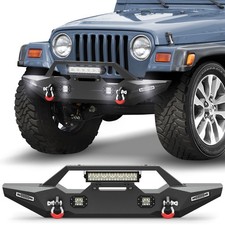 Steel For 1987-2006 Jeep Wrangler Tj Front Bumper With Winch Led Lights Drings