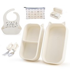 Baby Suction Plates for Toddlers, 6Pcs Travel Silicone Feeding Set for Toddle...