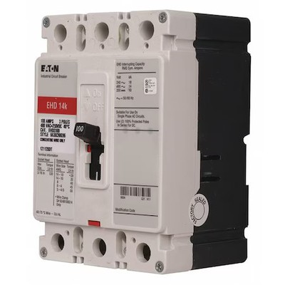 Eaton Ehd3050 Molded Case Circuit Breaker, Ehd Series, 50A, 3 Pole, 480V Ac,